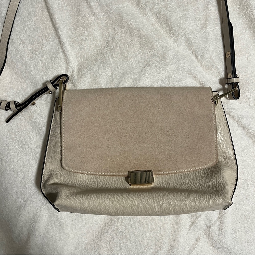 Grey Envelope Purse with Suede Detail